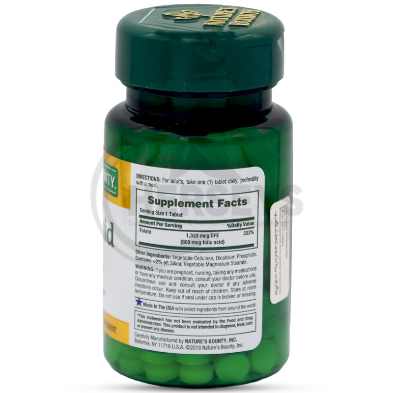 Nature's Bounty Folic Acid 800 mcg 250 Tablets
