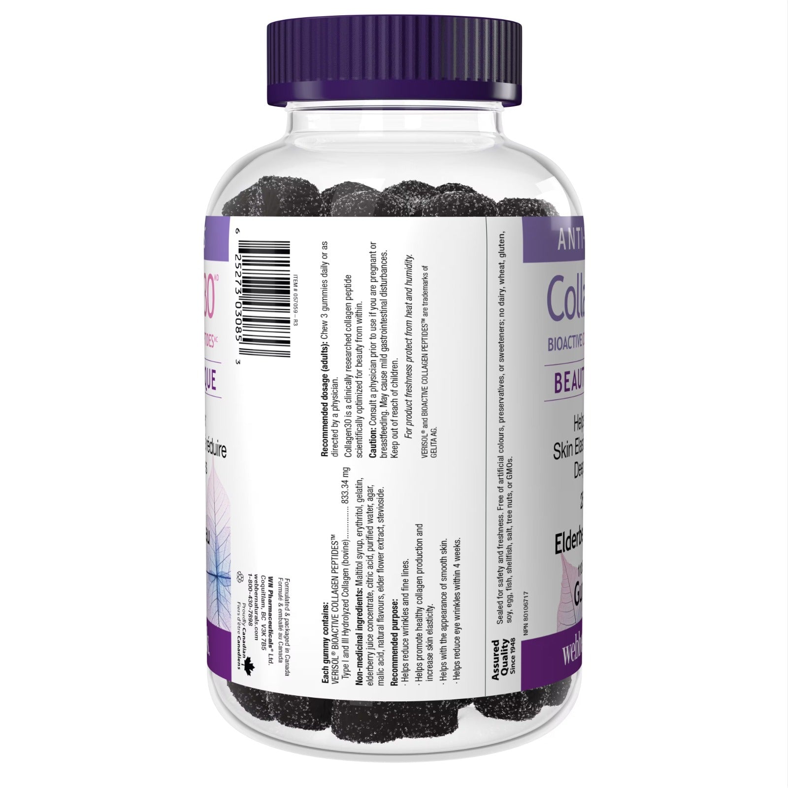 Webber Naturals Collagen30 Anti-Wrinkle Bioactive Collagen Peptides 110 Gummies