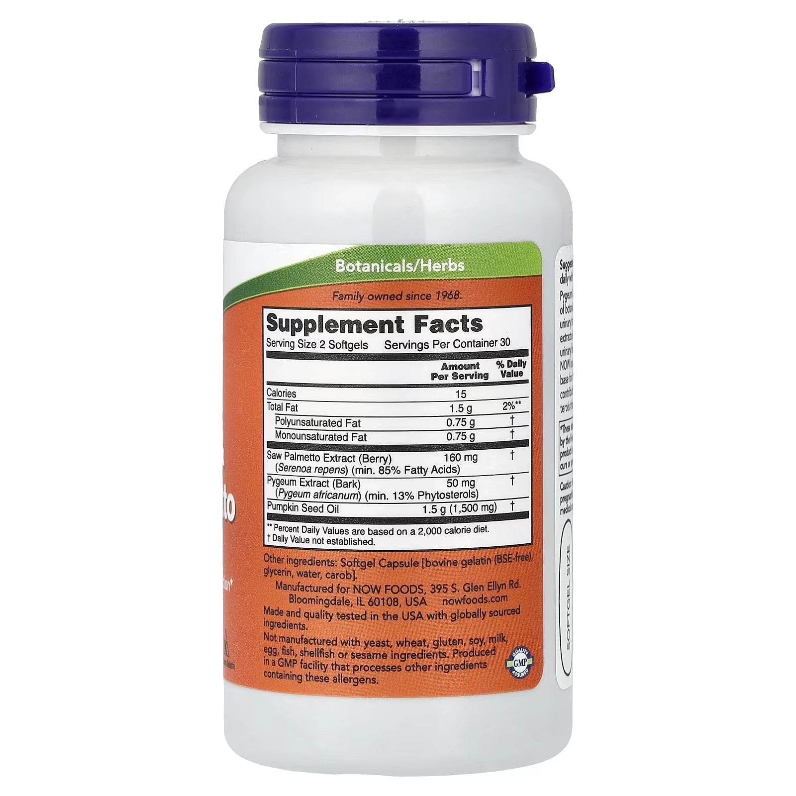 NOW Foods Pygeum Saw Palmetto 60 Softgels