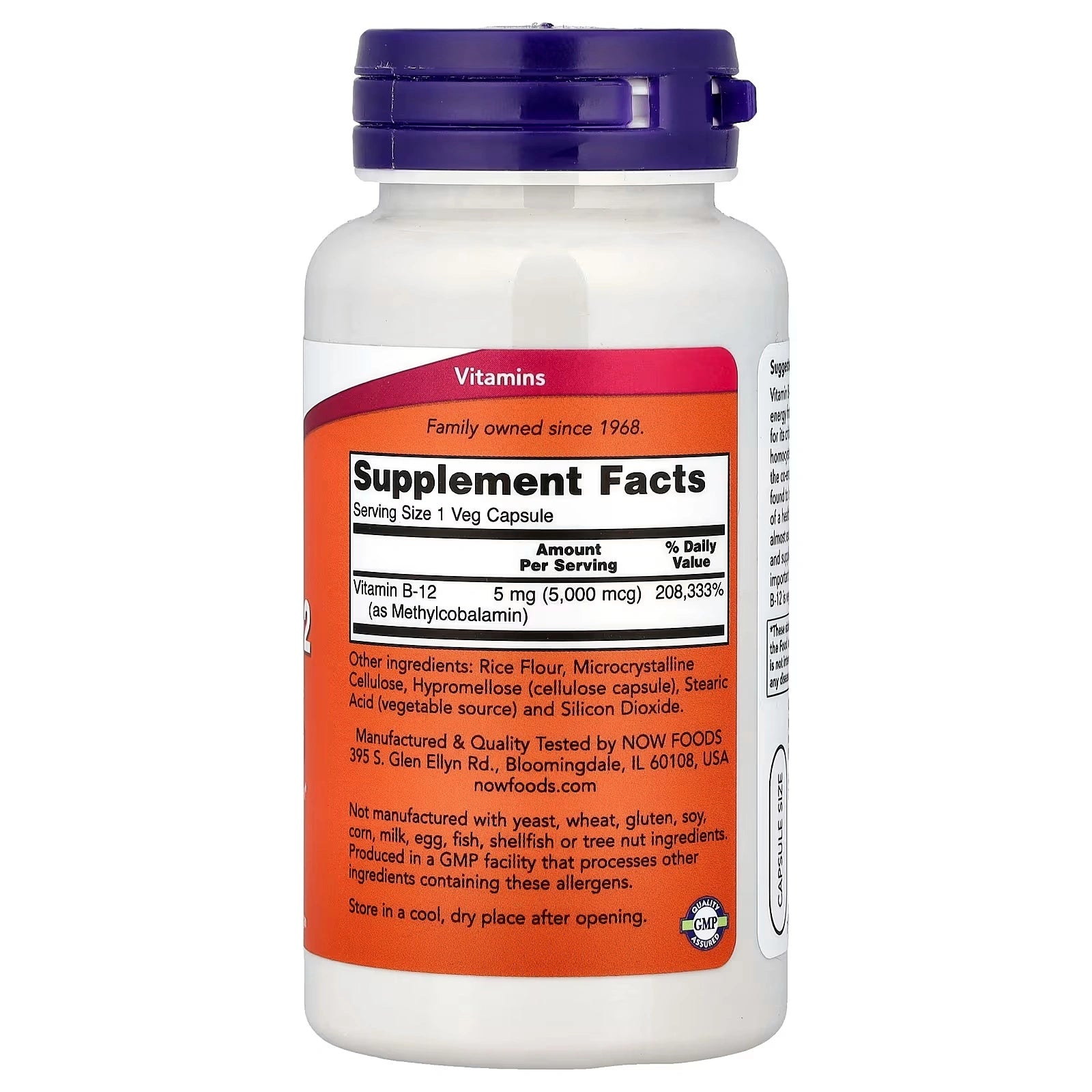 NOW Foods Methyl B12 5000 mcg 90 Veg Capsules