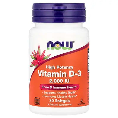 NOW Foods Vitamin D3 2000 IU 30 Softgel