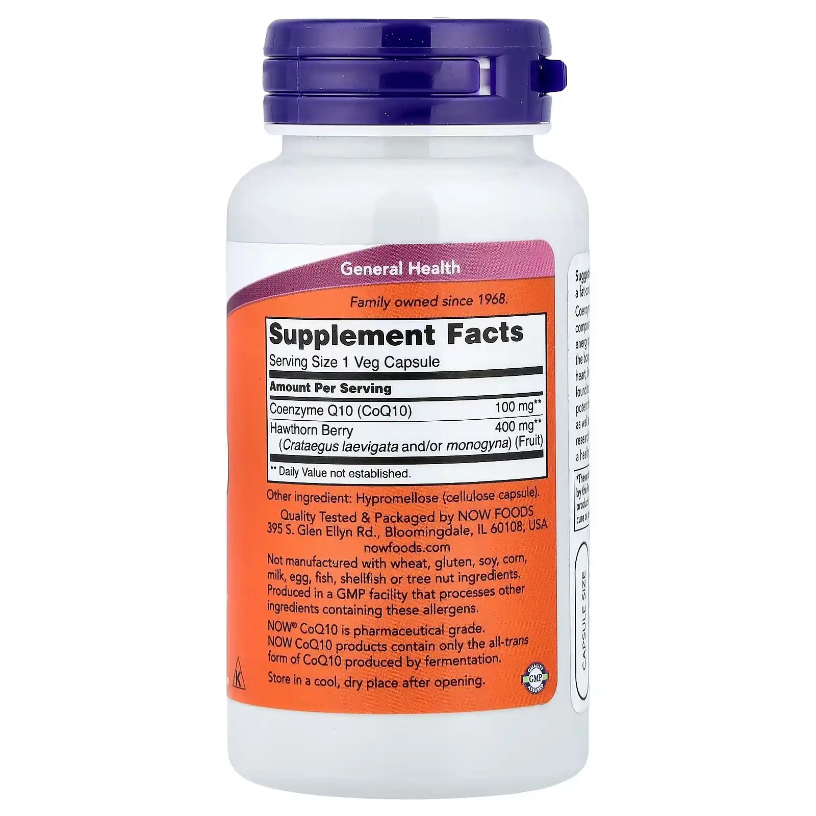 NOW Foods CoQ10 100 mg with Hawthorn Berry 90 Veg Capsules