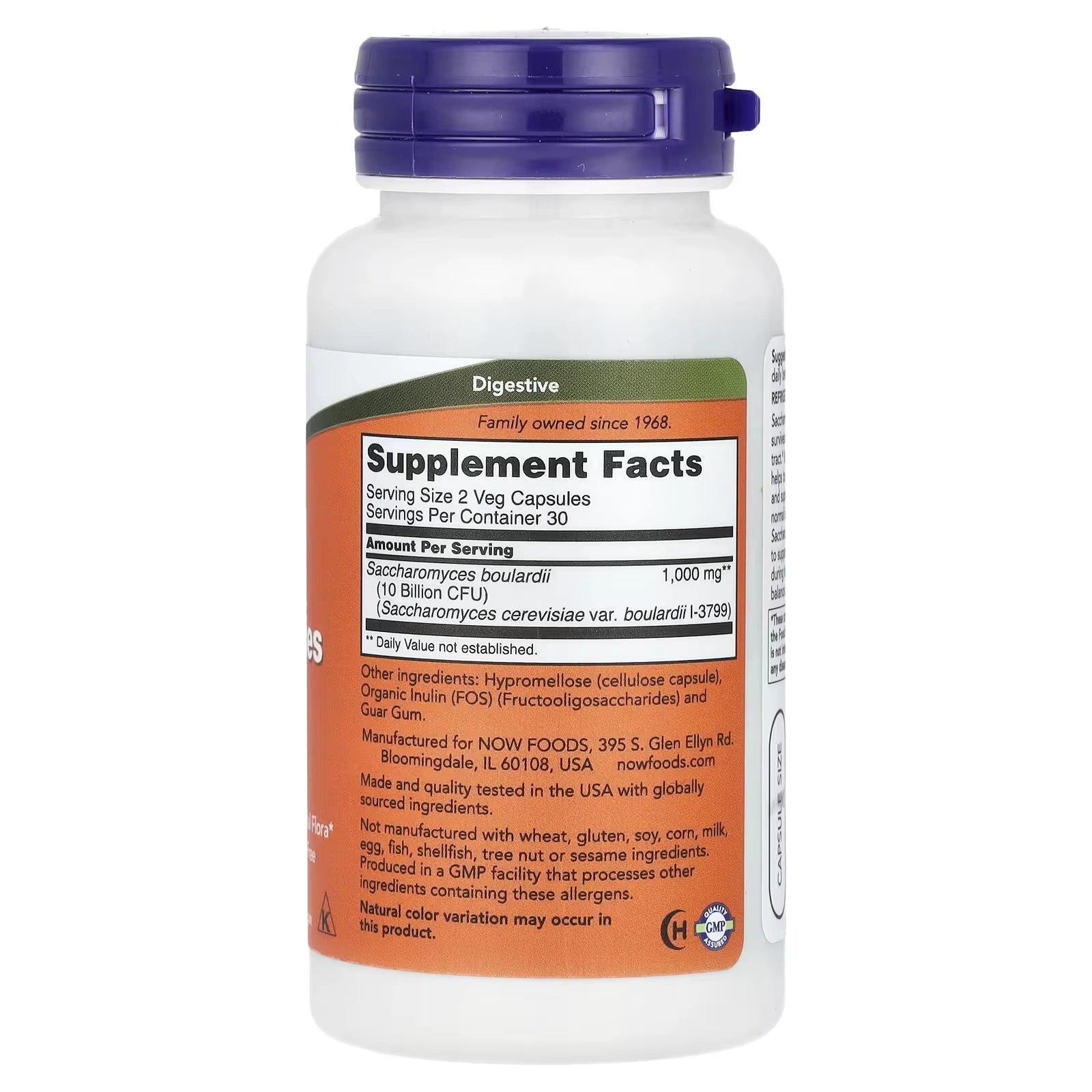 NOW Foods Saccharomyces Boulardii Probiotic 5 Billion CFU 60 Veg Capsules