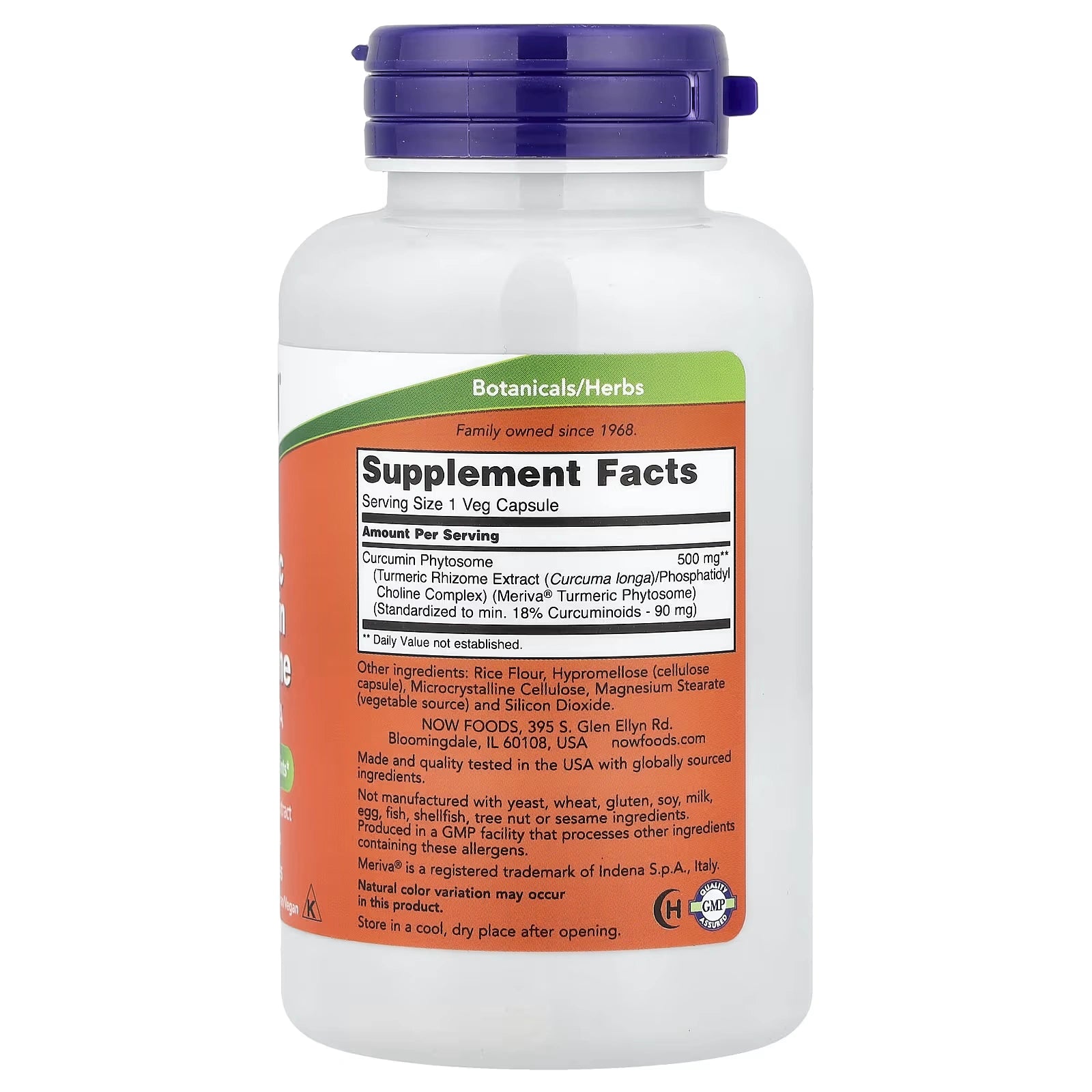 NOW Foods Turmeric Curcumin Phytosome with Meriva 500 mg 60 Veg Capsules