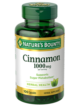 Nature's Bounty Cinnamon 1000 mg per serving 100 Capsules