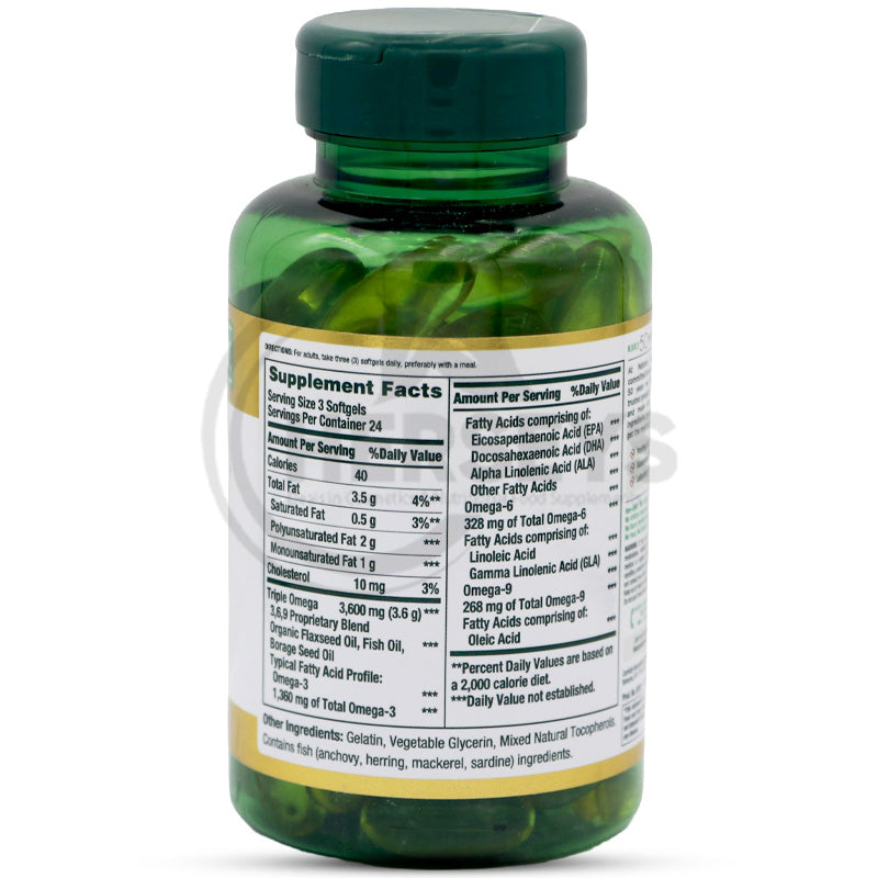 Nature's Bounty Fish Flax Borage 1200 mg 72 Softgels