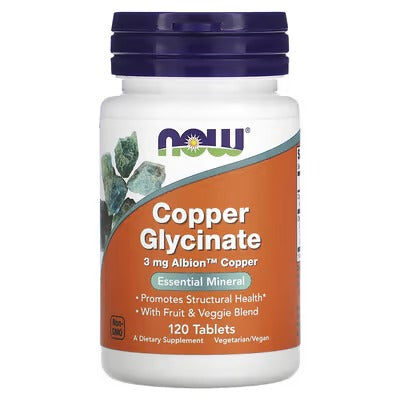 NOW Foods Copper Glycinate 3mg 120 Tablets