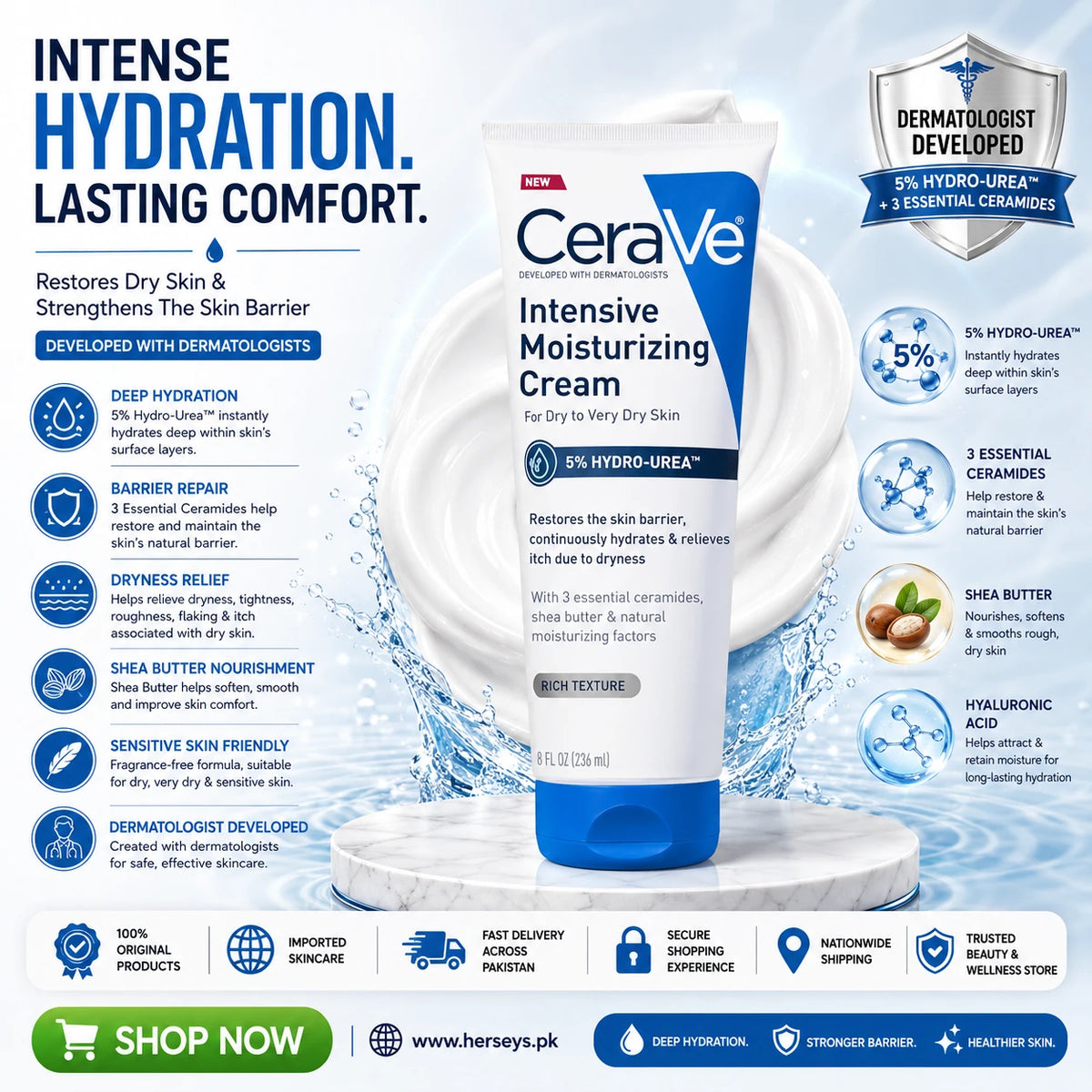 CeraVe Intensive Moisturizing Cream for Dry to Very Dry Skin 236ml