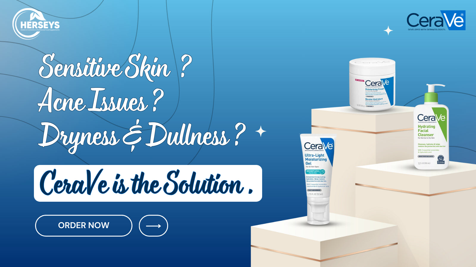 banner displaying Cerave products available on herseys.pk