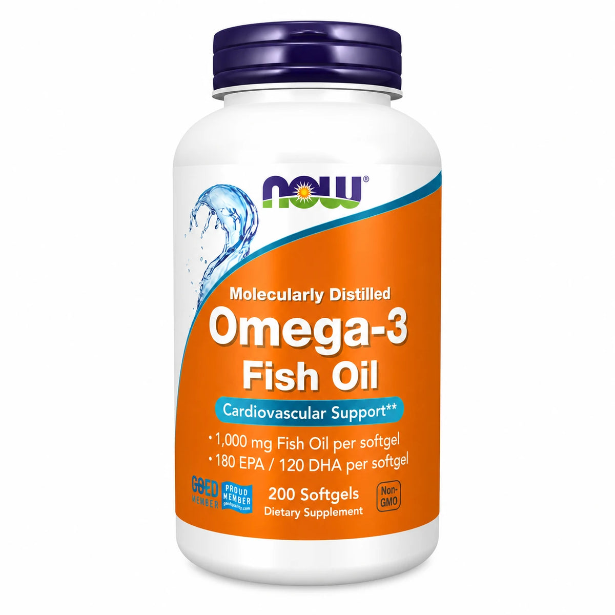 NOW Foods Molecularly Distilled Omega 3 Fish Oil 1000 mg 200 Softgels