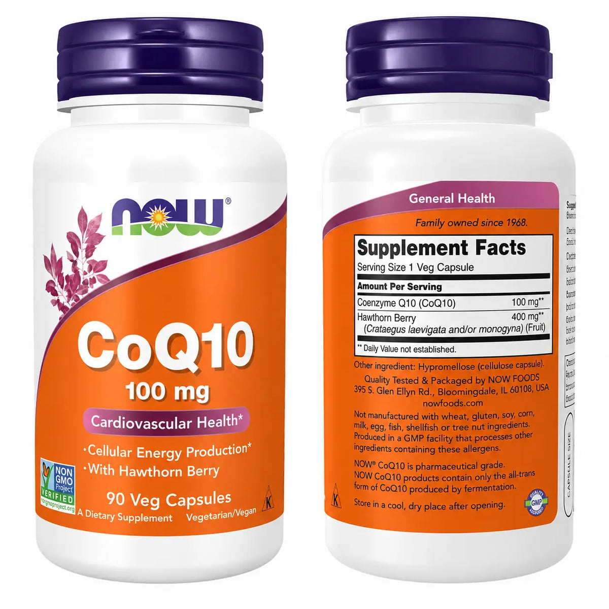 NOW Foods CoQ10 100 mg with Hawthorn Berry 90 Veg Capsules