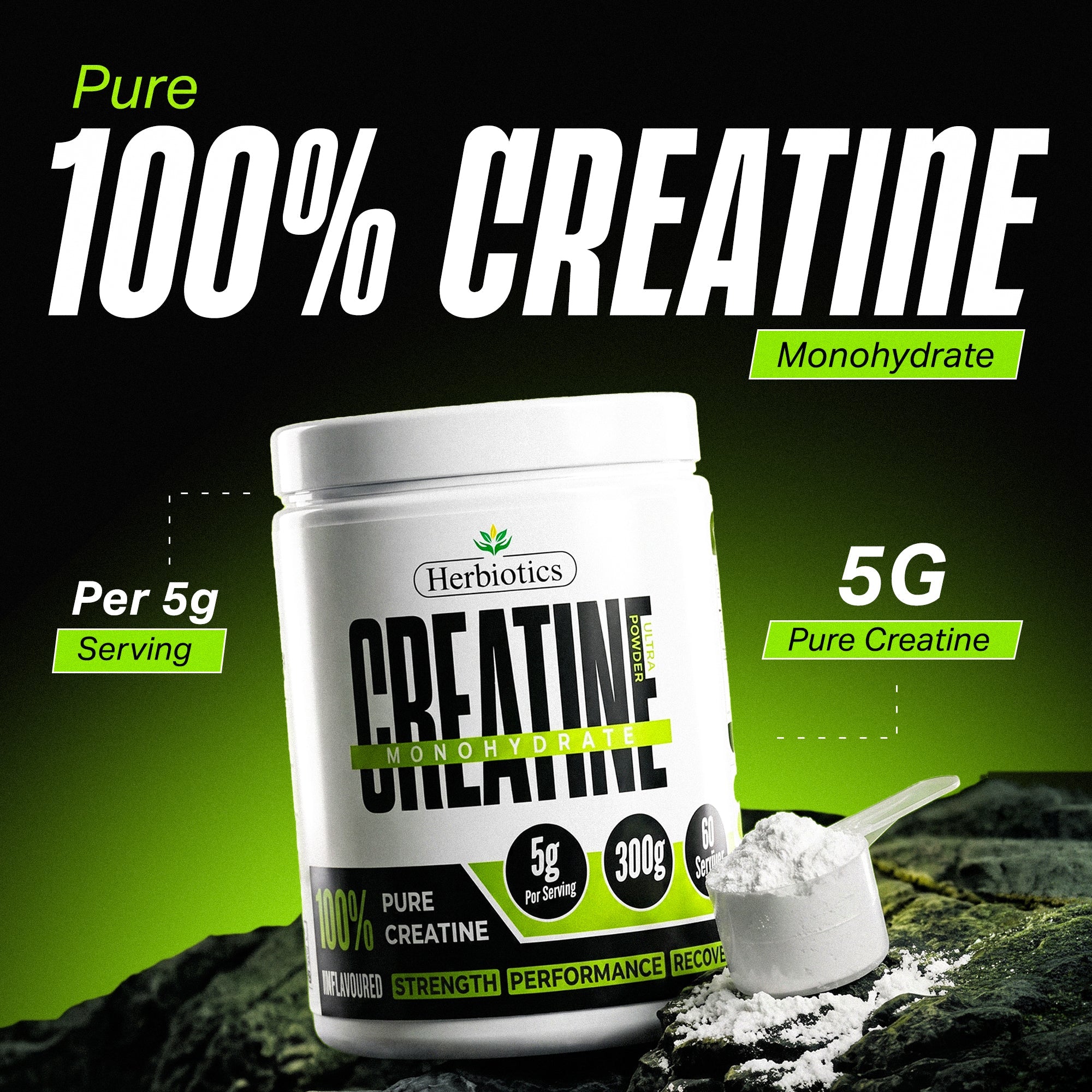 Herbiotics Creatine Monohydrate Powder 300 G