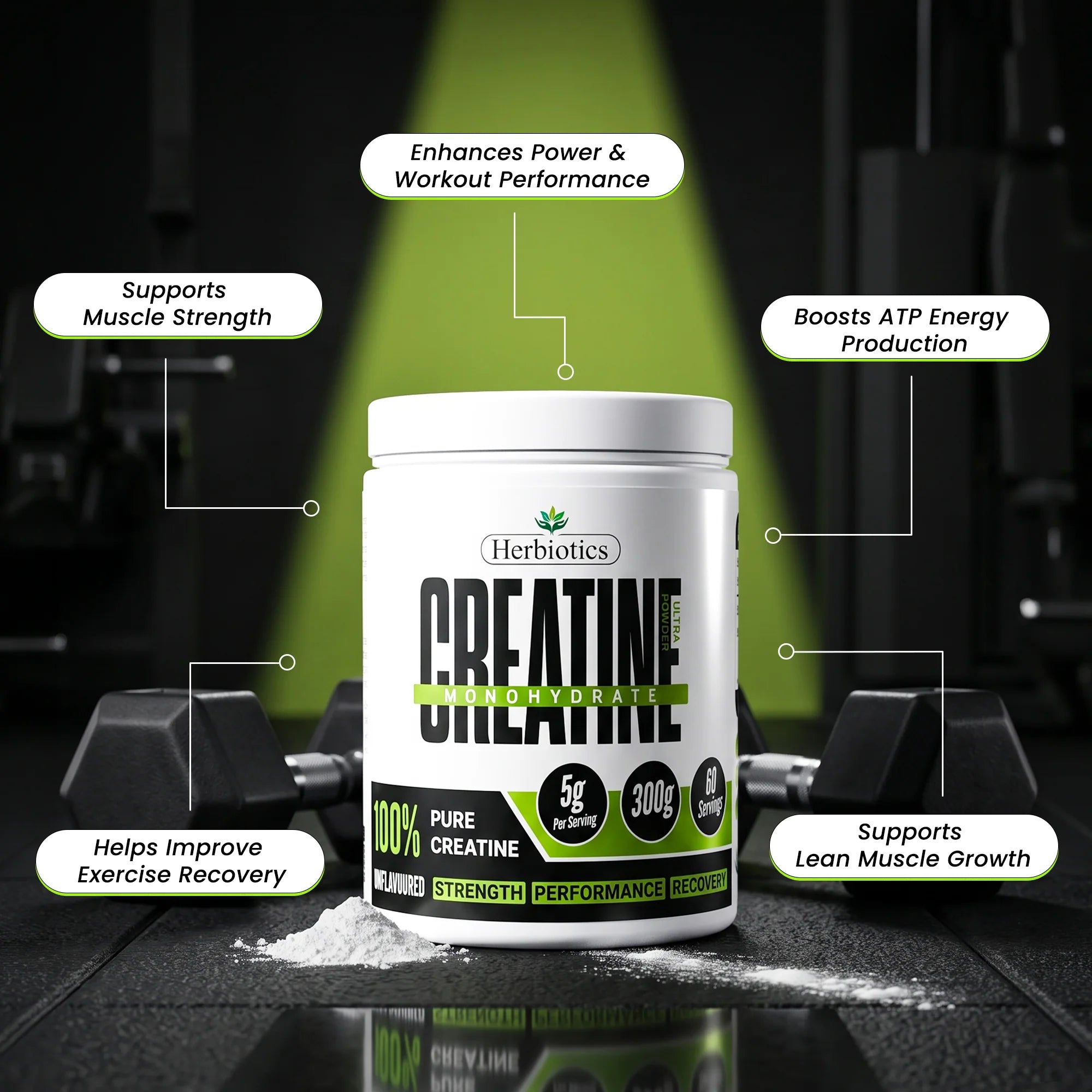 Herbiotics Creatine Monohydrate Powder 300 G