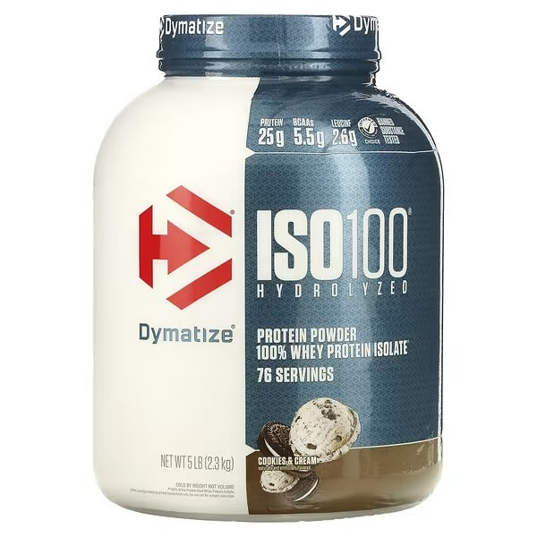 Dymatize, ISO100® Hydrolyzed, 100% Whey Protein Isolate, Cookies & Cream, 5 lb (2.3 kg)
