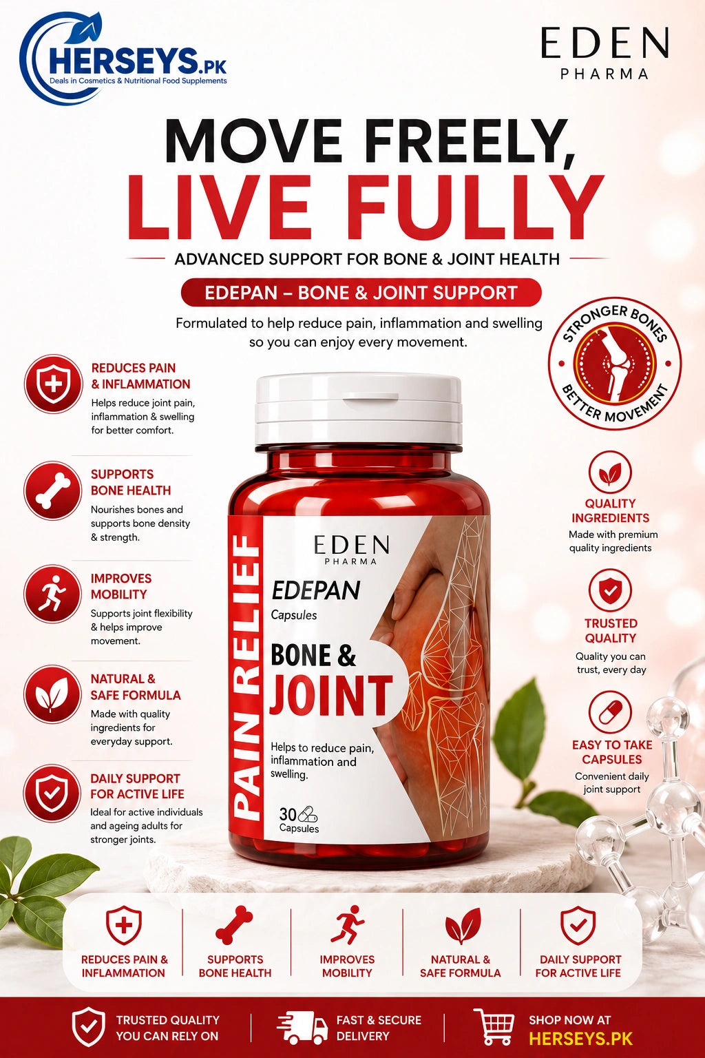 Eden Pharma Edepan Bone Joint Support Formula 30 Capsules