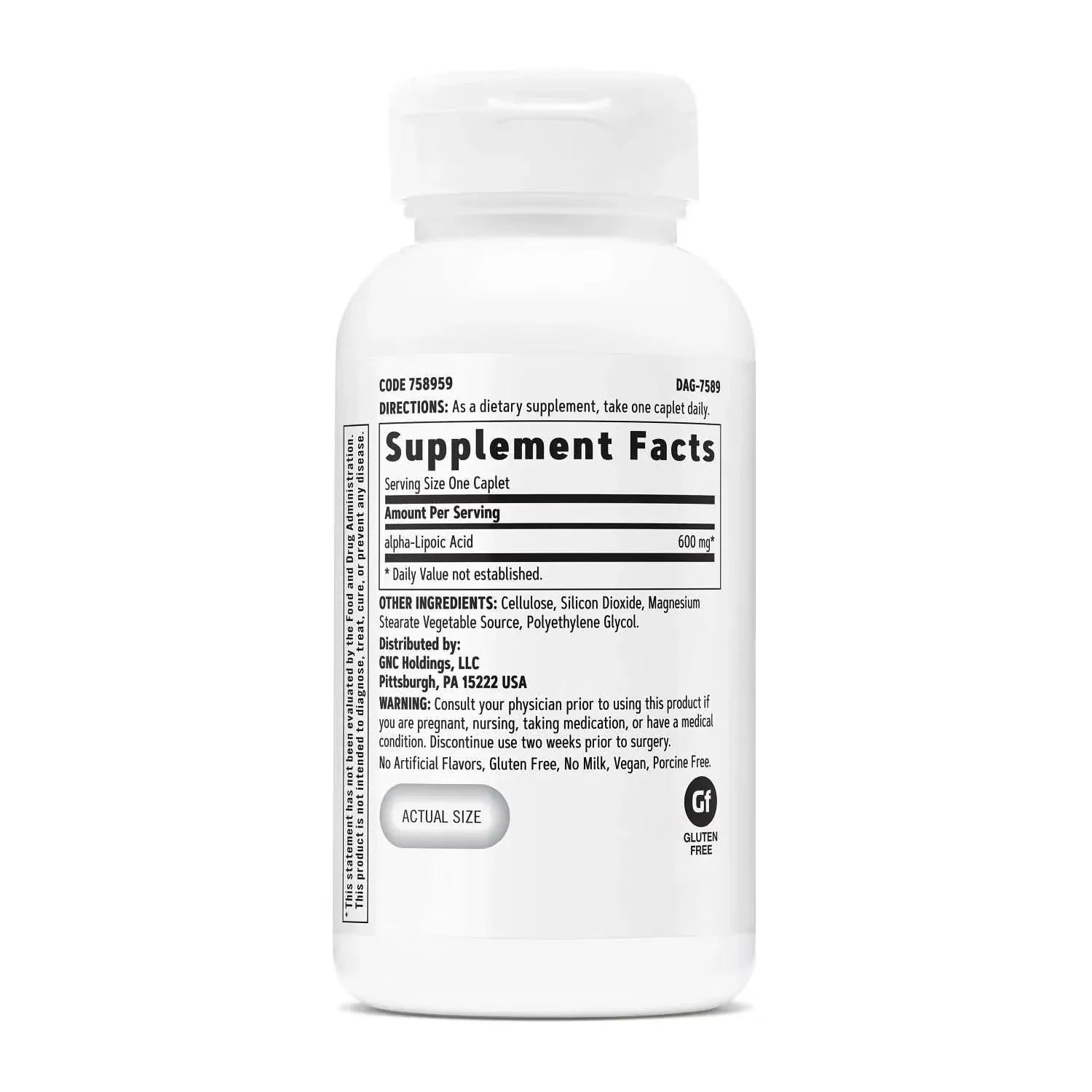 GNC Alpha Lipoic Acid 600mg 60 Caplets
