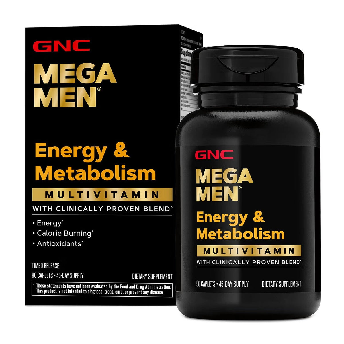 GNC Mega Men Energy and Metabolism Multivitamin 90 Caplets 