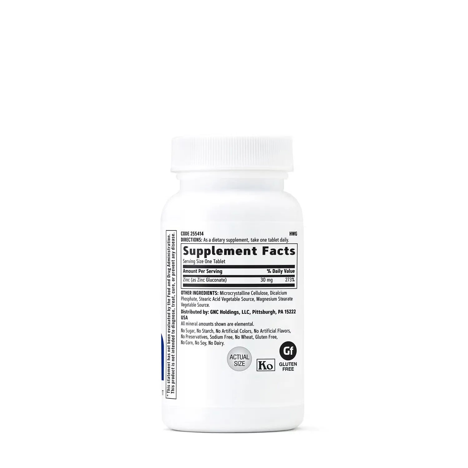 GNC Zinc 30 mg 100 Vegetarian Tablets