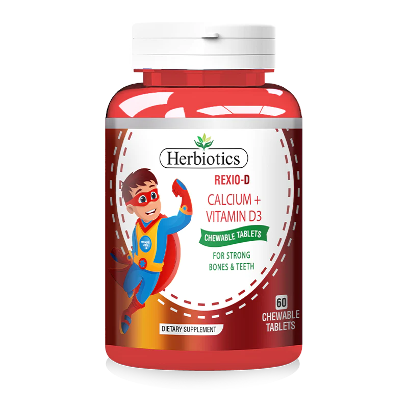 Herbiotics Rexio D Calcium plus Vitamin D3 60 Chewable Tablets