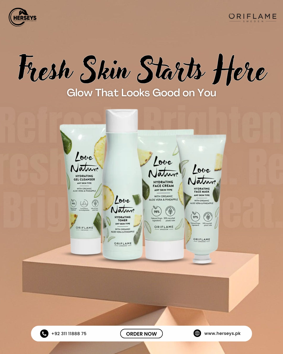 Oriflame Love Nature Hydrating Skincare Bundle Fresh Skin Routine