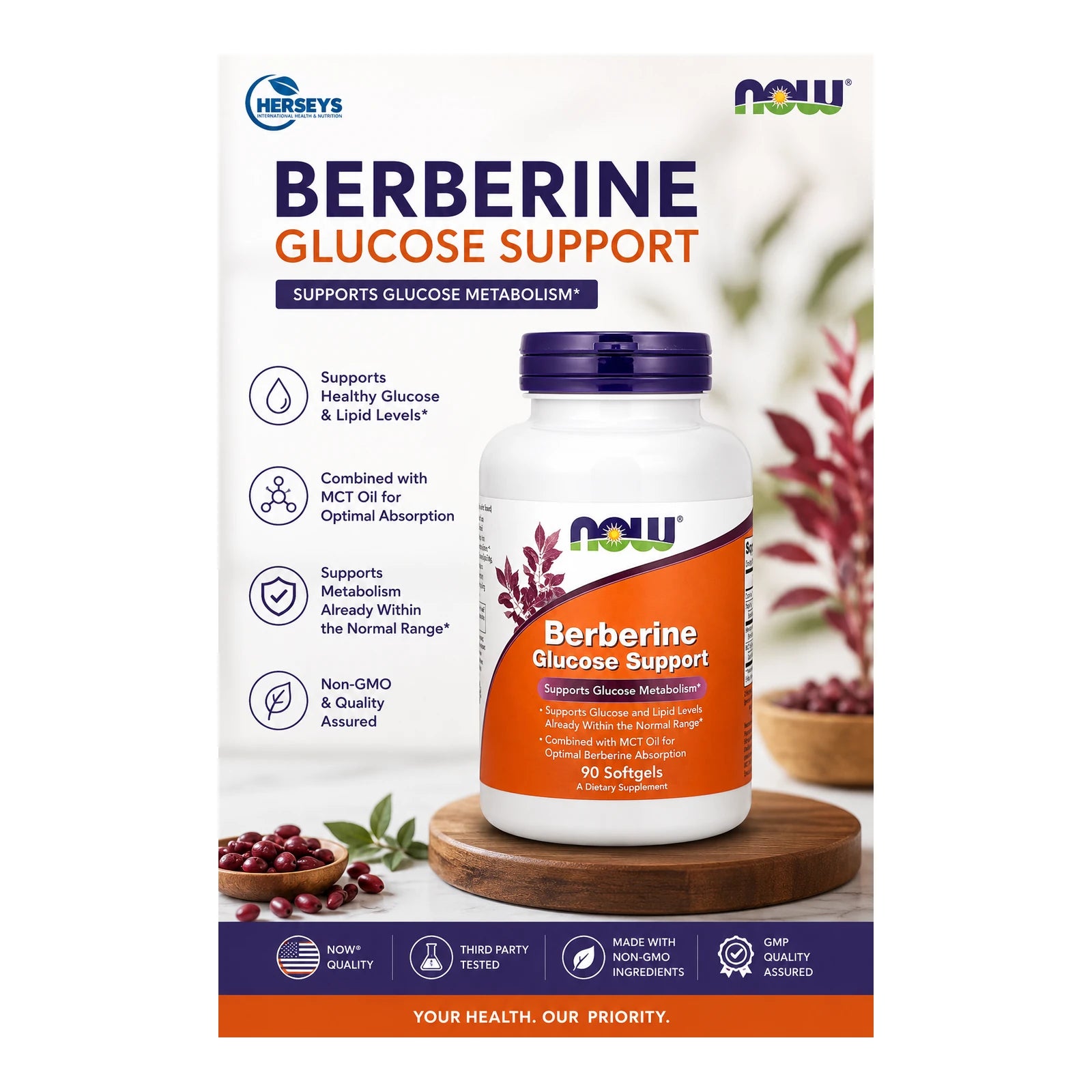 NOW Foods Berberine Glucose Support 90 Softgels