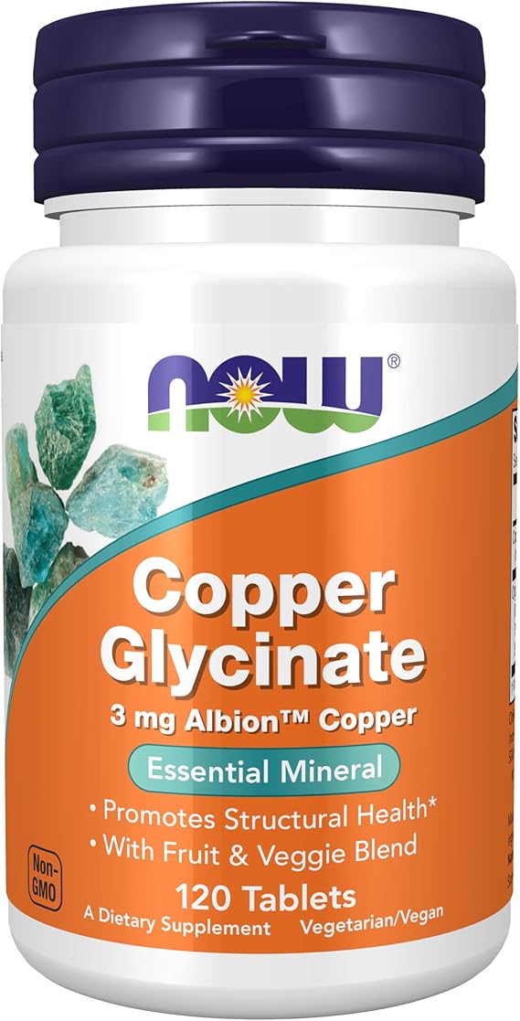 NOW Foods Copper Glycinate 3mg 120 Tablets