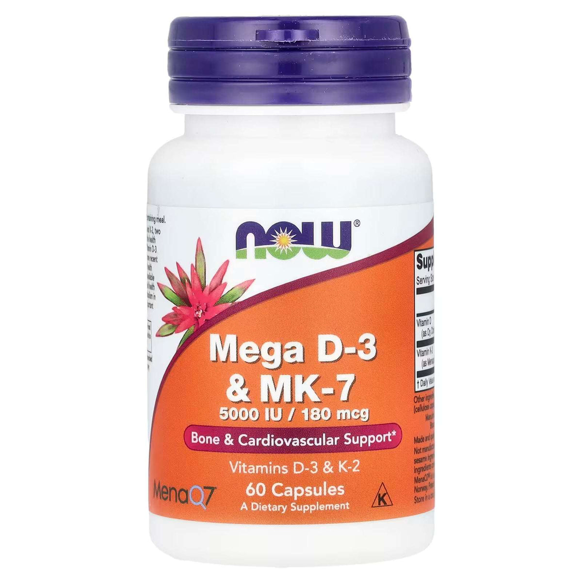NOW Foods Mega D3 And MK7 60 Capsules