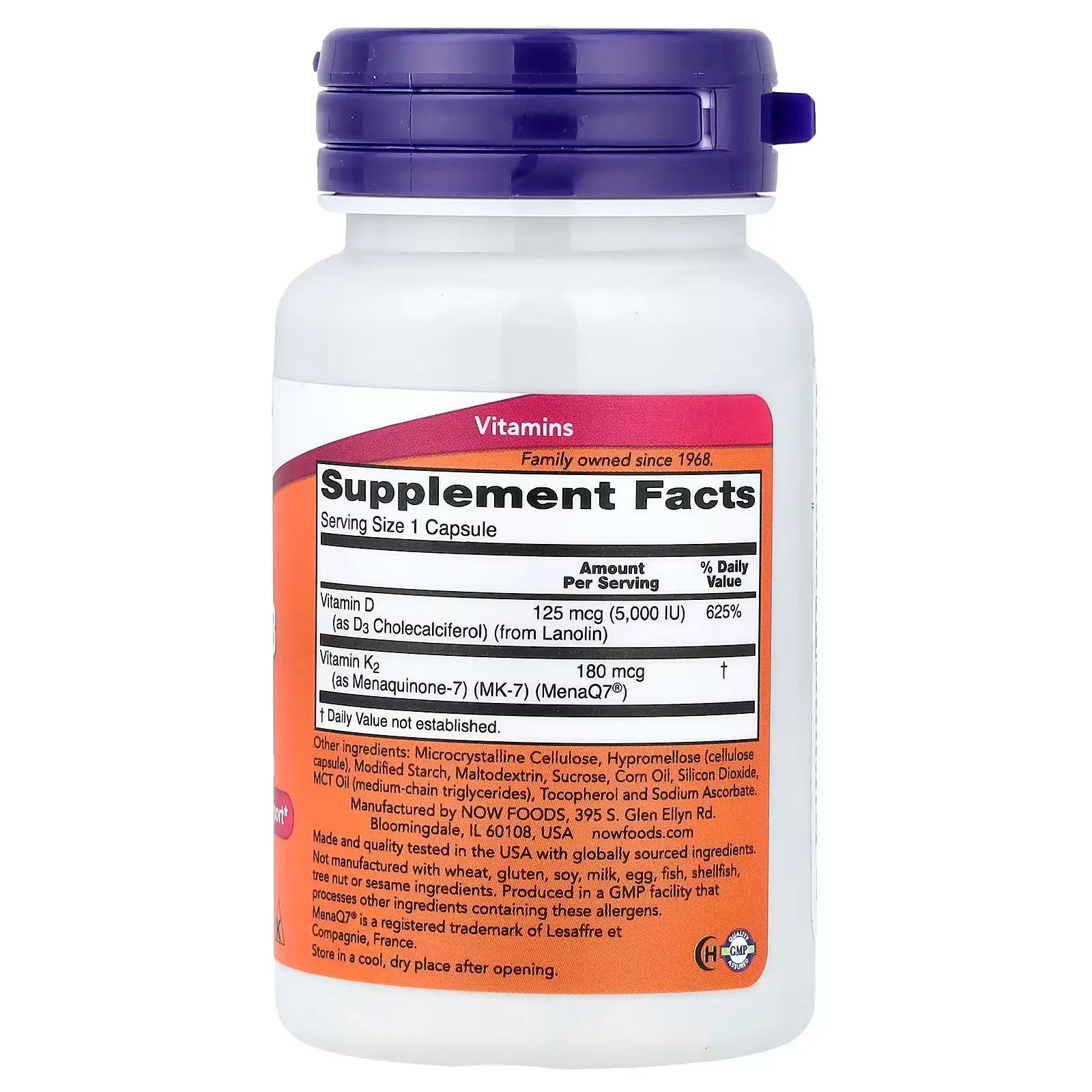 NOW Foods Mega D3 And MK7 60 Capsules