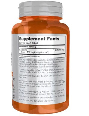 NOW Foods Double Strength L Arginine 1000 mg 60 Tablets