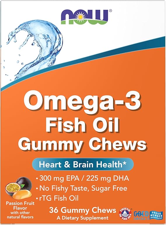 NOW Foods Omega 3 Fish Oil Passion Fruit 36 Gummy Chews