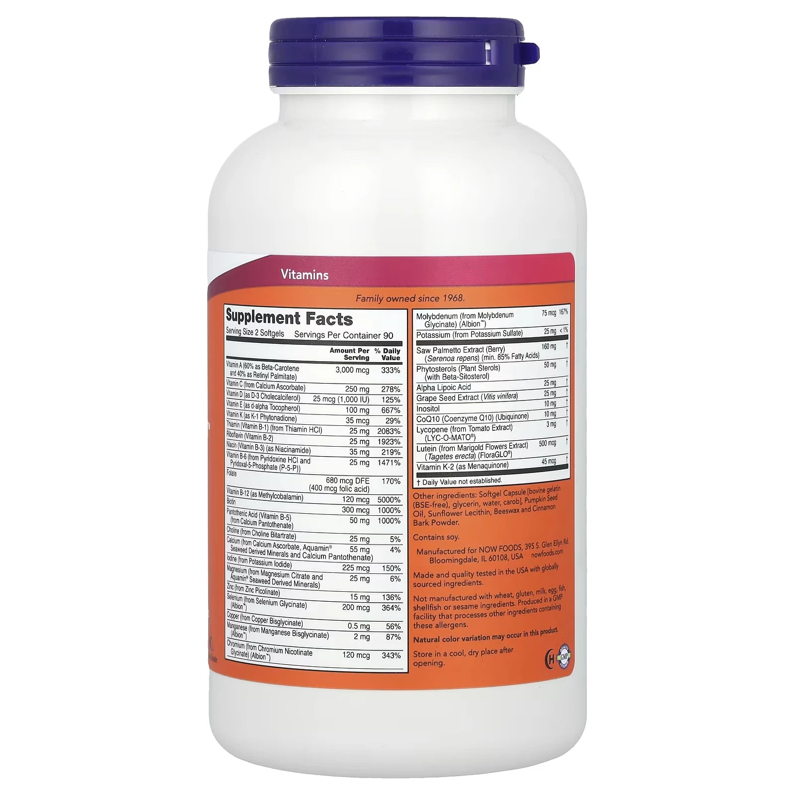 NOW Foods ADAM Superior Men's Multi 180 Softgels