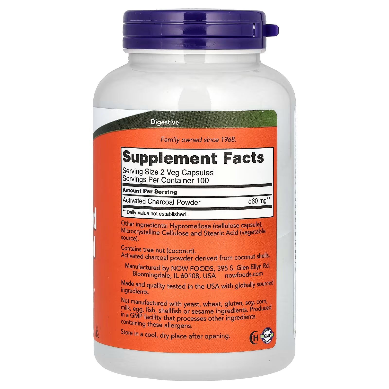 NOW Foods, Activated Charcoal, 200 Veg Capsules (280 mg per Capsule)
