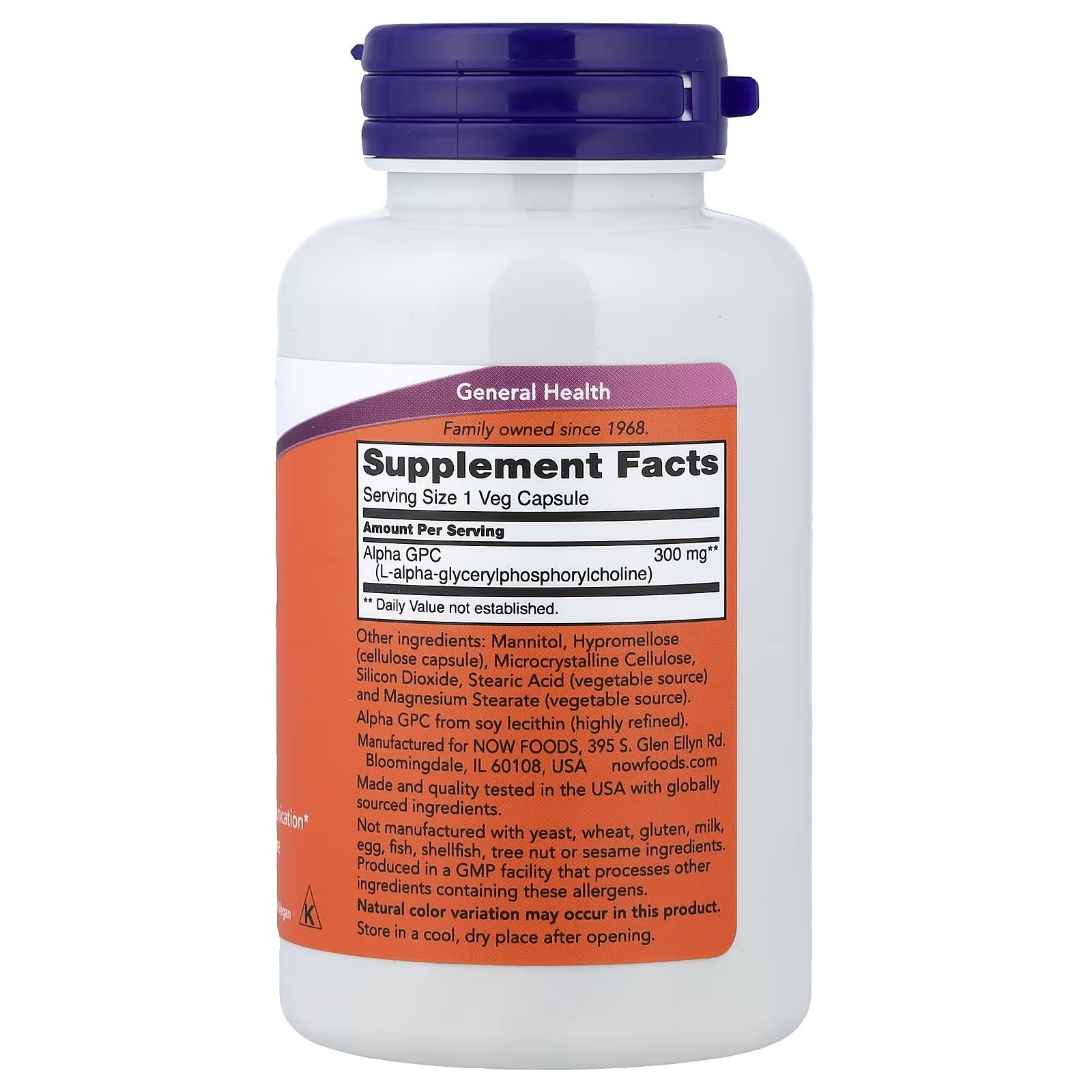 NOW Foods Alpha GPC 300 mg 60 Veg Capsules