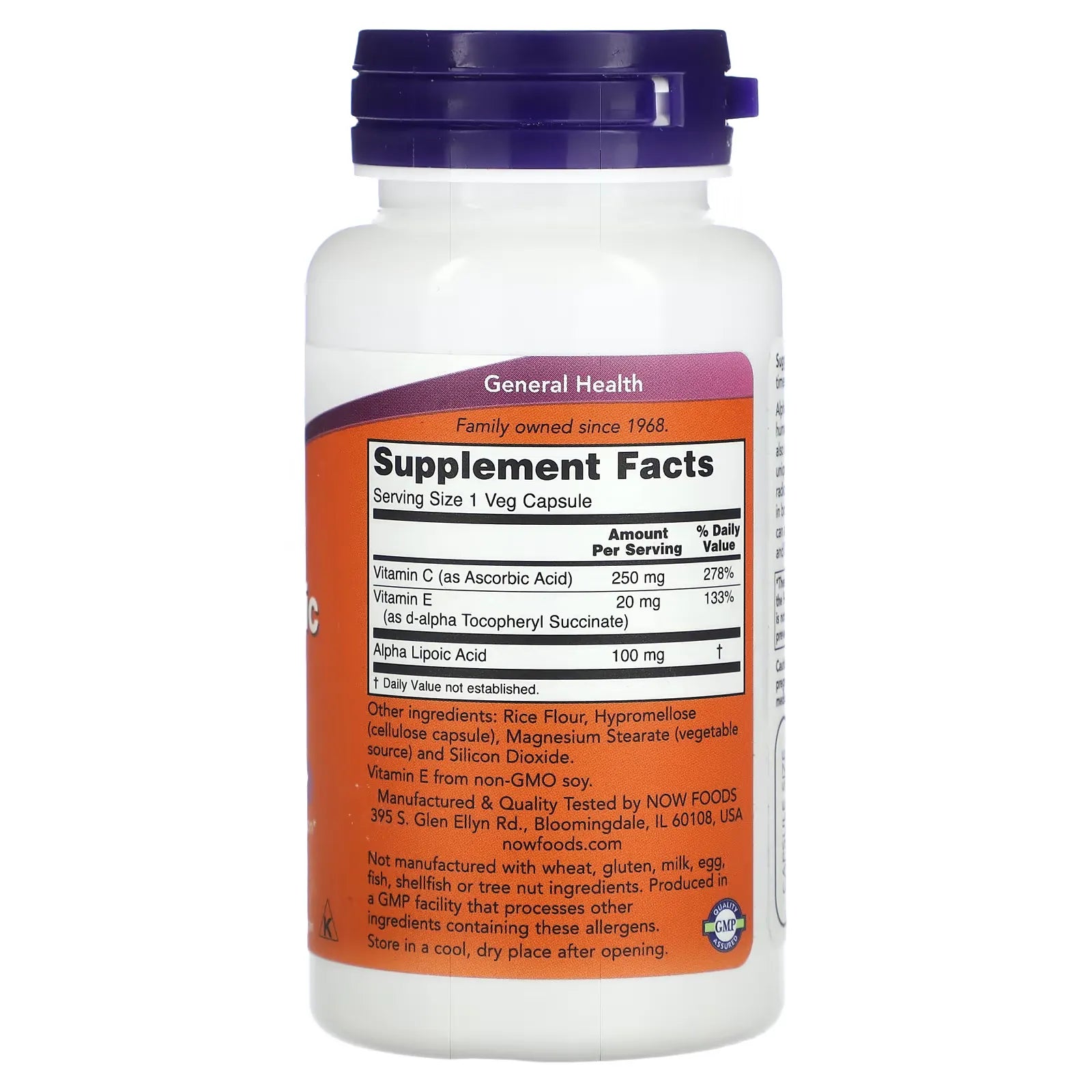 NOW Foods Alpha Lipoic Acid 100 mg 60 Veg Capsules