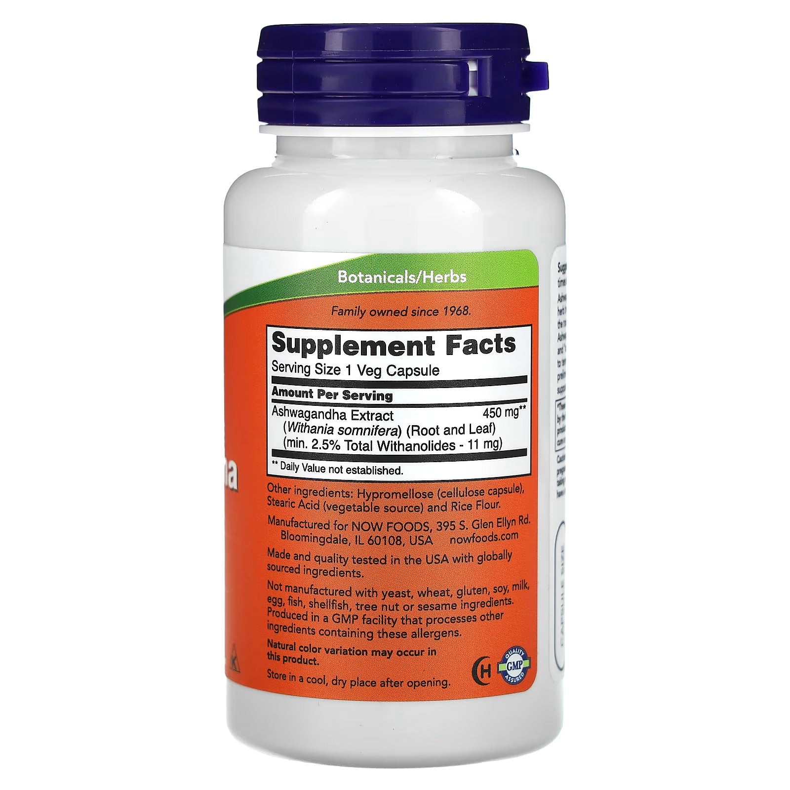 NOW Foods Ashwagandha 450 mg Standardized Extract 90 Veg Capsules