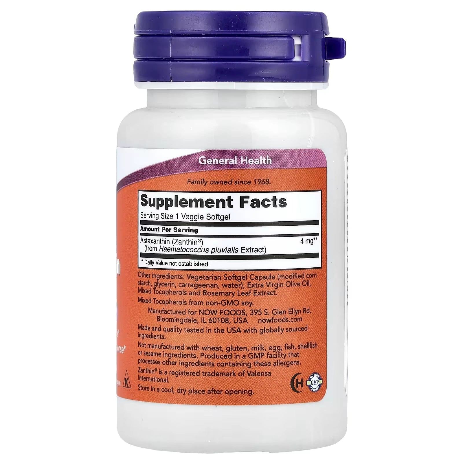NOW Foods Astaxanthin 4 mg 60 Veggie Softgels