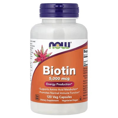 NOW Foods Biotin 5000 mcg 120 Veg Capsules