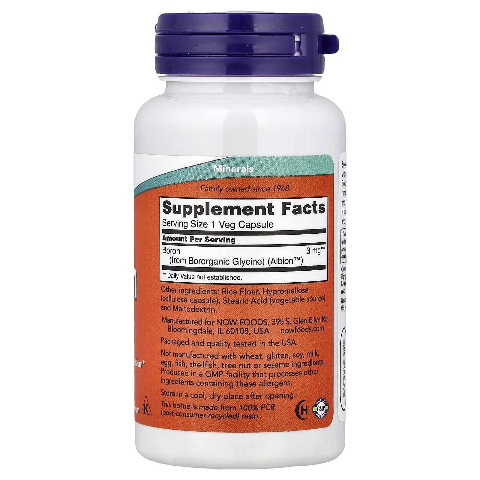 NOW Foods Boron 3 mg (Albion™) – 100 Veg Capsules