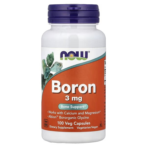 NOW Foods Boron 3 mg Albion 100 Veg Capsules