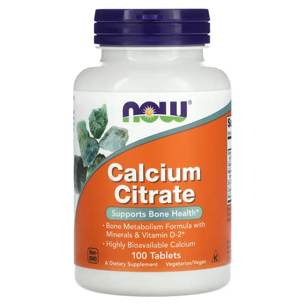 NOW Foods Calcium Citrate with Vitamin D2 Minerals 100 Tablets