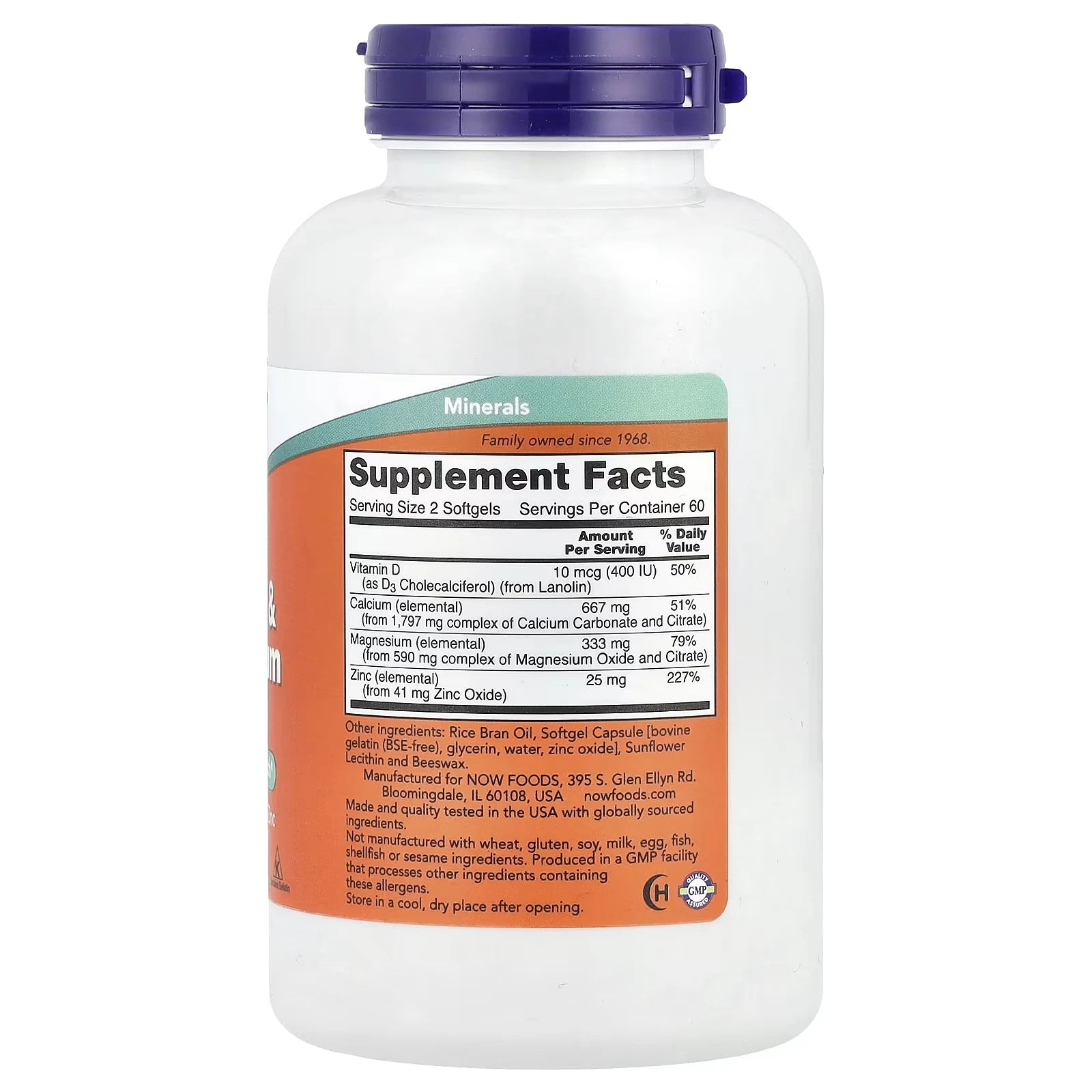 NOW Foods Calcium & Magnesium with Vitamin D3 & Zinc 120 Softgels