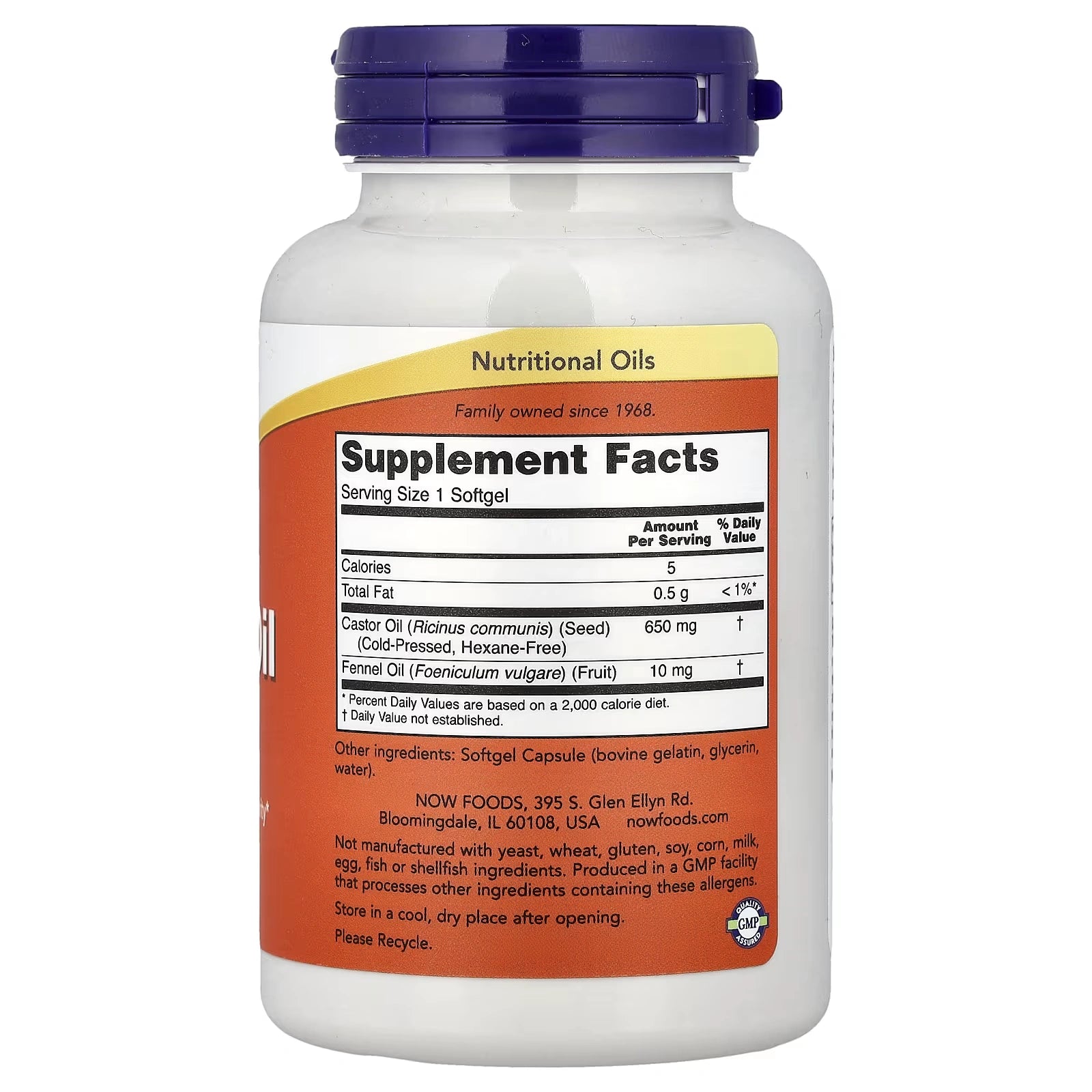 NOW Foods Castor Oil 650 mg 120 Softgels