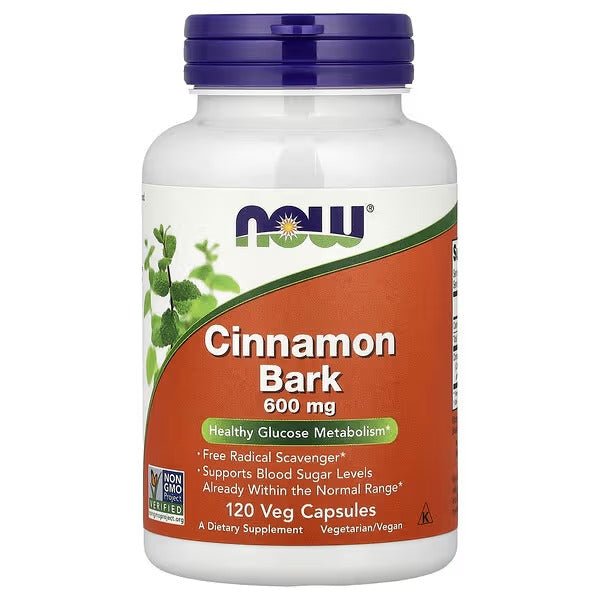 NOW Foods Cinnamon Bark 600 mg 120 Veg Capsules