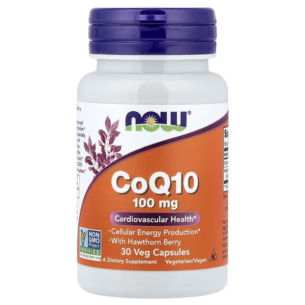 NOW Foods CoQ10 100 mg with Hawthorn Berry 30 Veg Capsules