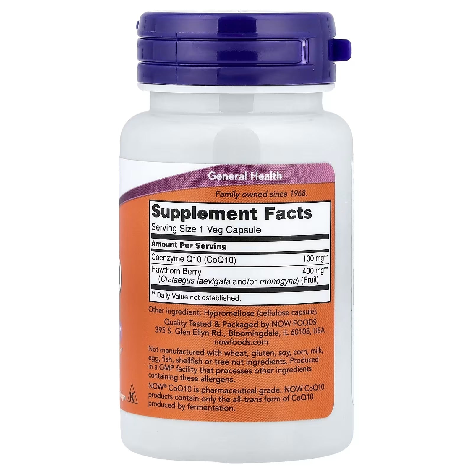 NOW Foods CoQ10 100 mg with Hawthorn Berry 30 Veg Capsules