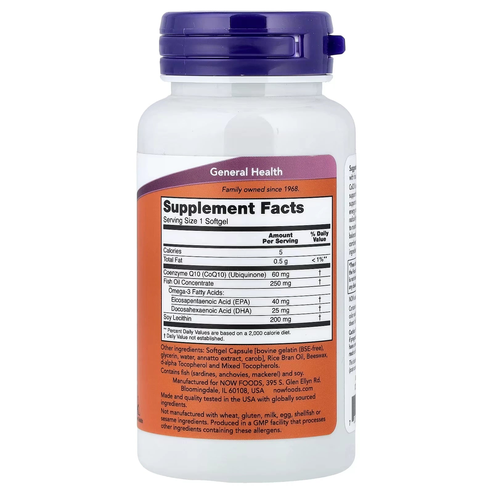 NOW Foods CoQ10 Plus Fish Oil 60 Softgels