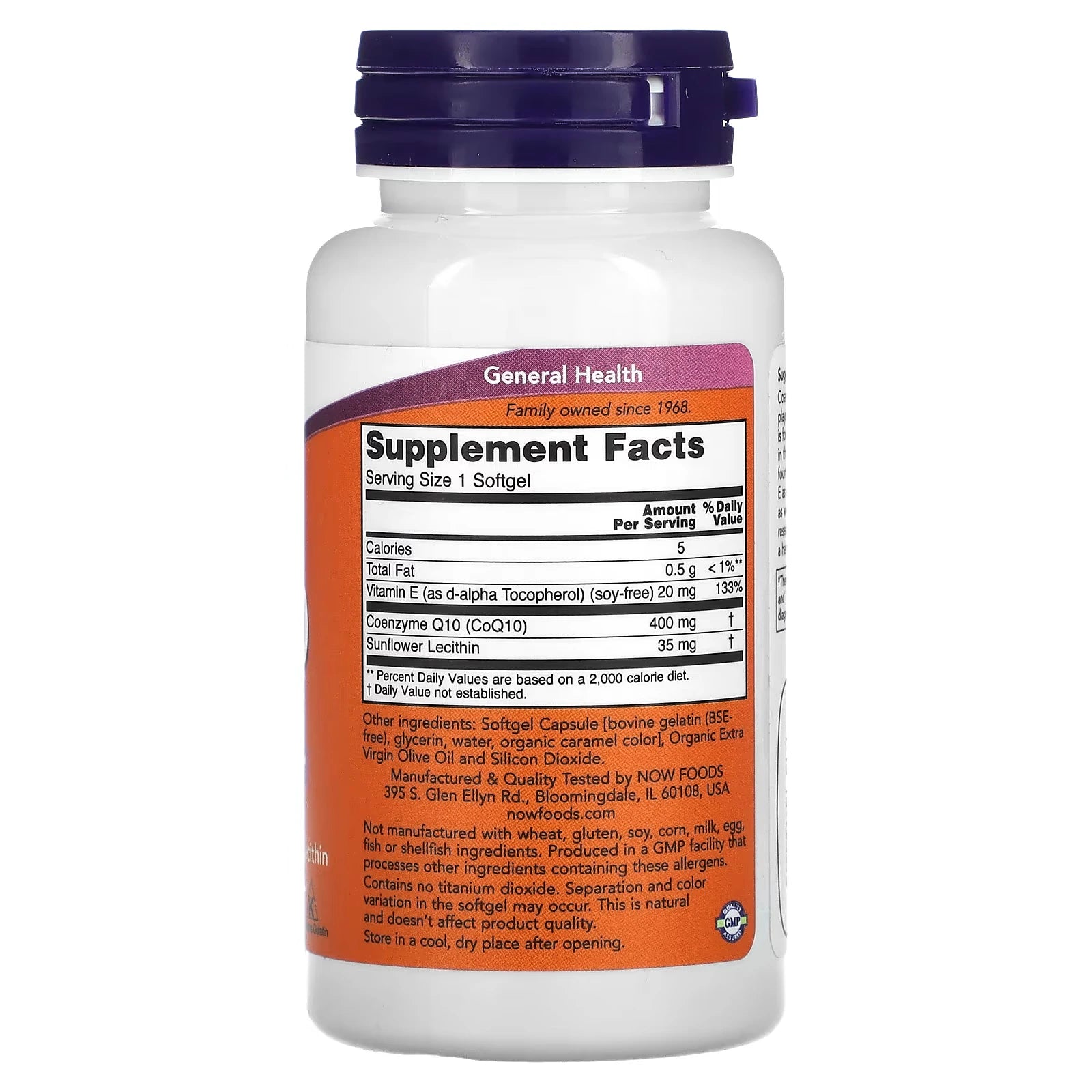 NOW Foods, CoQ10 With Vitamin E & Sunflower Lecithin, 30 Softgels
