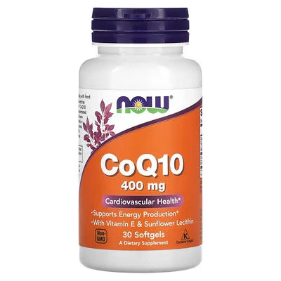 NOW Foods, CoQ10 With Vitamin E & Sunflower Lecithin, 30 Softgels
