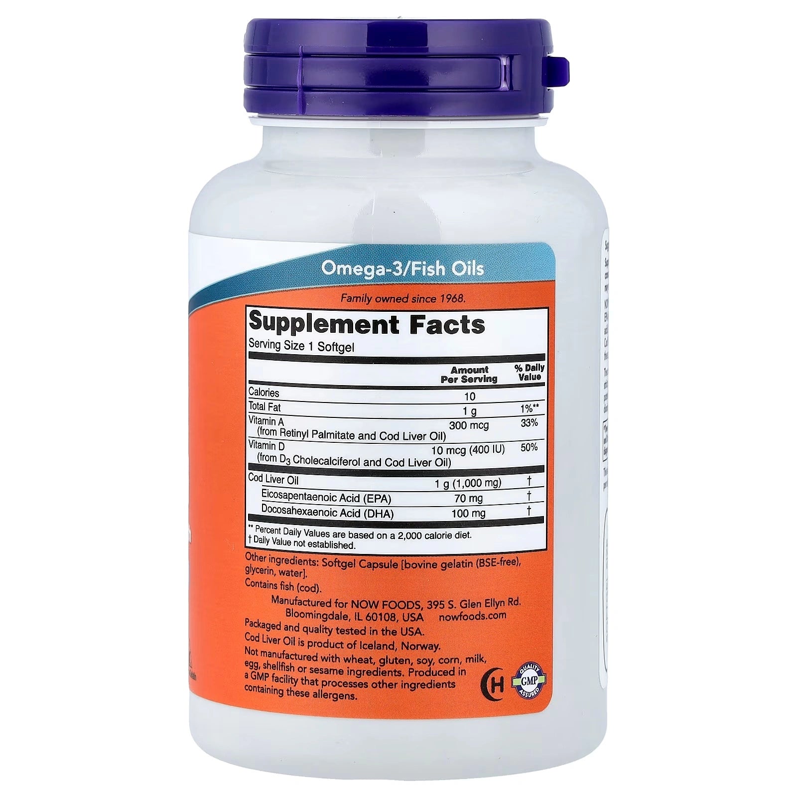 NOW Foods Cod Liver Oil 1000 mg Extra Strength 90 Softgels