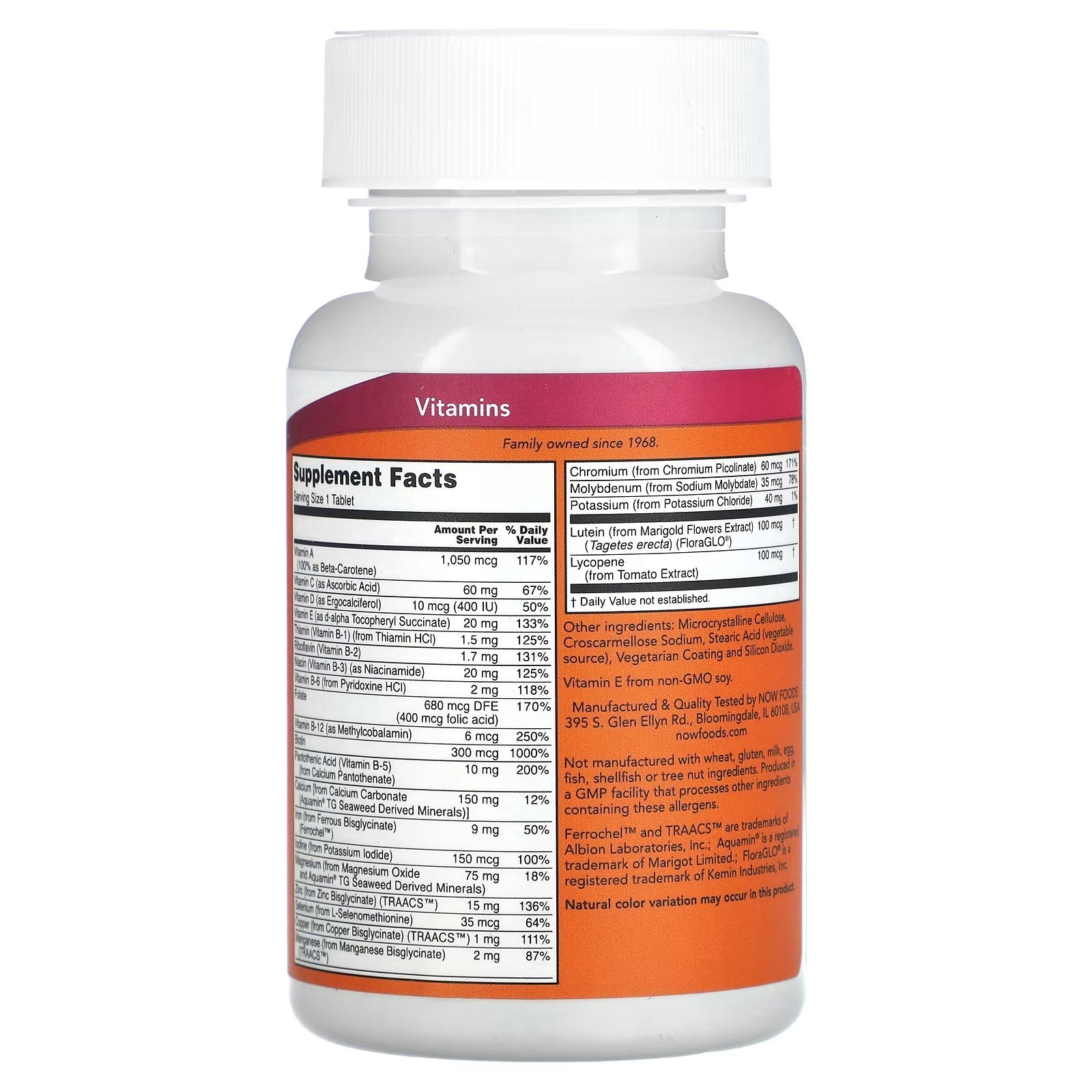 NOW Foods Daily Vits Multi Vitamin Mineral 100 Tablets